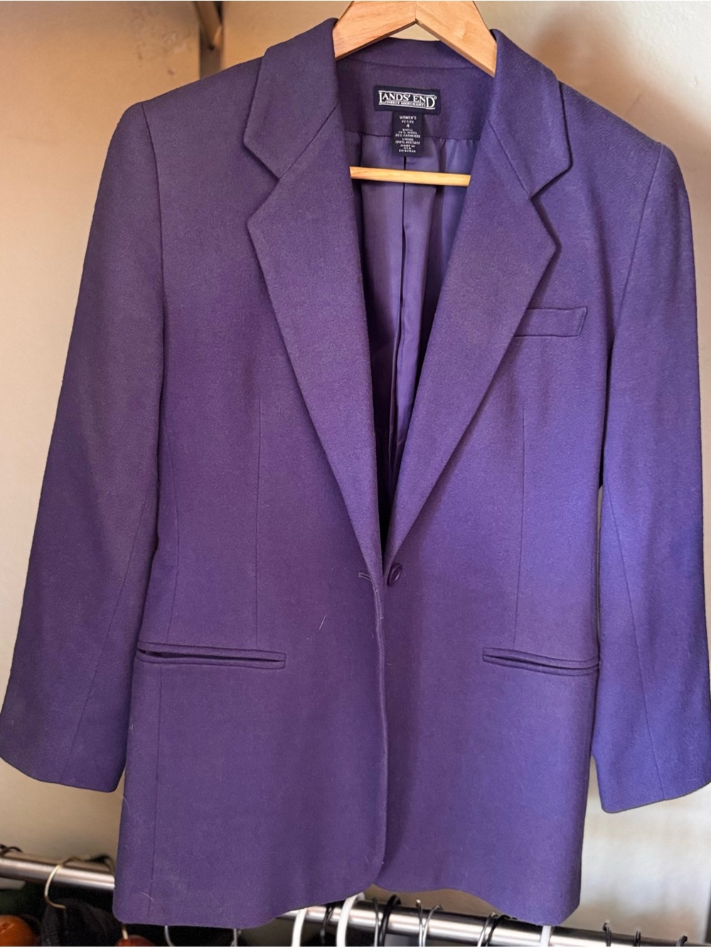 Lands' End Women's cashmere blend lavender Tailored Blazer 4Petite